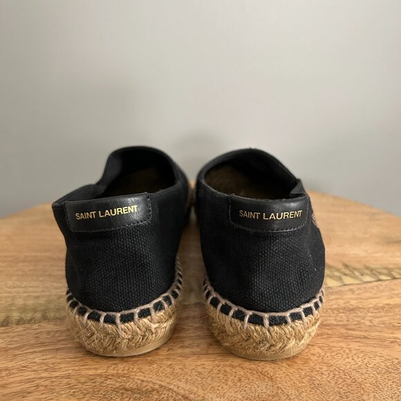 SAINT LAURENT Canvas Signature Espadrilles Jute Leather Flats EU 39.5 - Picture 5 of 7